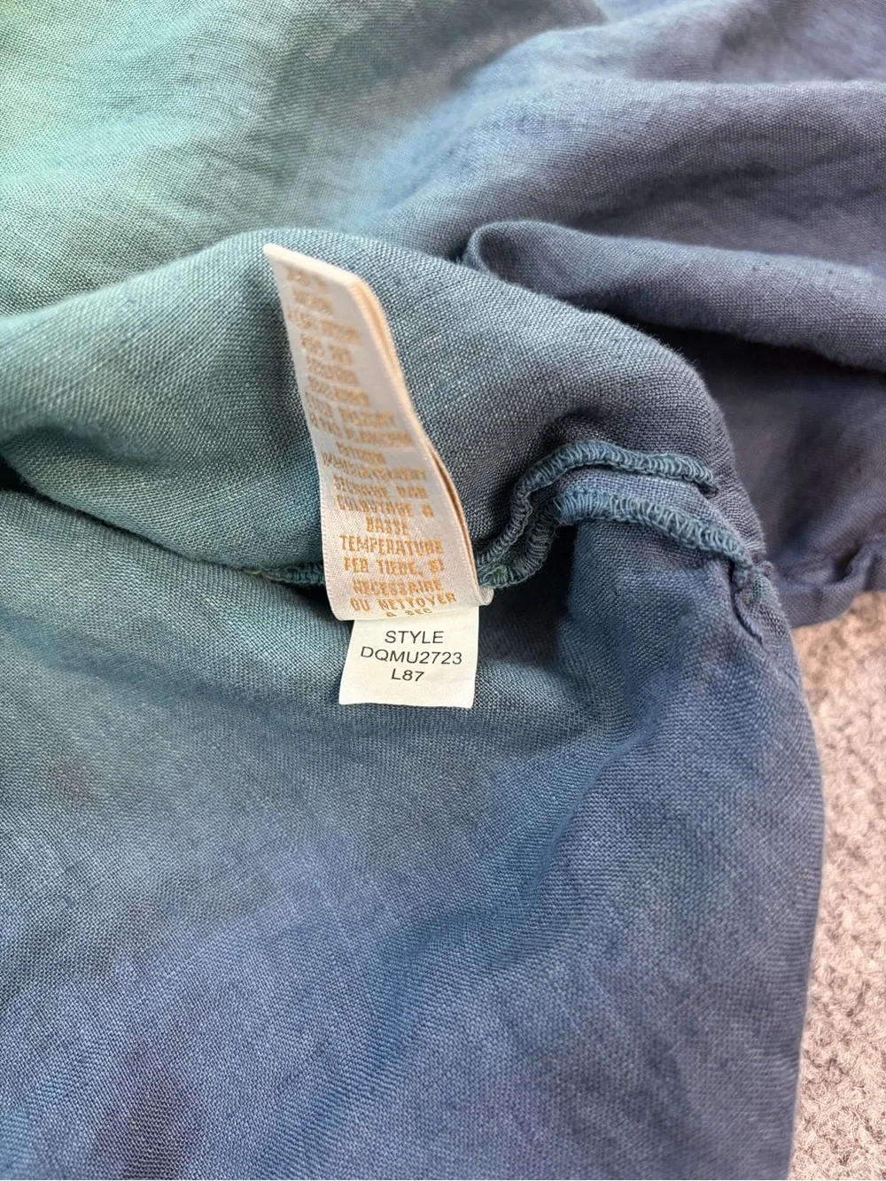 Dana Buchman 100% Linen Twinset Ombre Blue Green Coastal Grandma Cardigan Sz 12